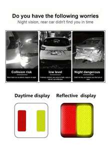8片装汽车夜间安全警示防撞防水交通标志，多功能反光贴纸，通用型，适用于汽车、电动汽车、摩托车