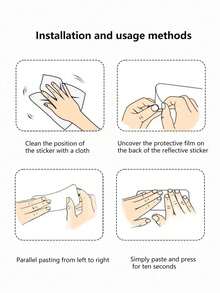8片装汽车夜间安全警示防撞防水交通标志，多功能反光贴纸，通用型，适用于汽车、电动汽车、摩托车