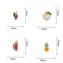 每包包含10件水果饰品，包括樱桃、菠萝、香蕉、油滴、合金首饰、小吊坠、DIY手链、项链、耳环和包包挂件。 - 彩色 - 查看 4