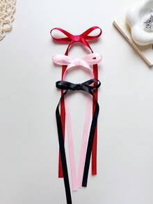 12件套女士发饰套装，涤纶丝带多色蝴蝶结发夹，时尚发卡，甜美可爱发夹，蕾丝优雅发爪，芭蕾舞Y2K仙女头饰，发饰丝带，适合日常佩戴，发夹 - 粉紅色+紅色+黑色 - 查看 5