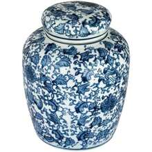 Tarro decorativo de cerámica de jengibre con tapa, azul y blanco(8.25" H) - Multicolor - Ver 7