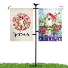 Heavy-Duty Garden Flagpole Stand, 48inch Powder-Coated Metal, Weather-Resistant, With Windproof Clamp And 2 Spring Clips, Outdoor Decor For Lawn And Garden