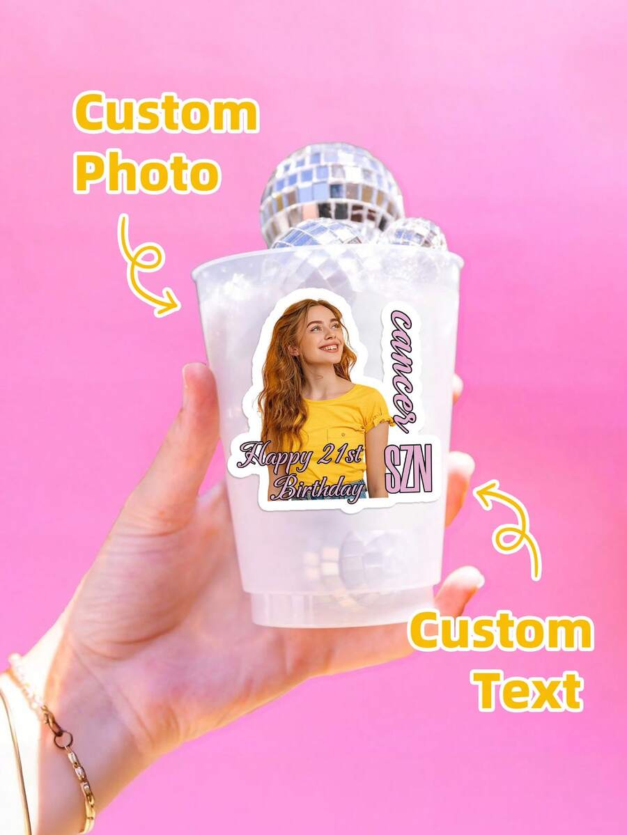 1-30张定制人脸贴纸，个性化设计，生日派对礼品，单身派对/婚礼/毕业礼物，学习用品，教师礼物，教室和办公室必备，永恒的爱 - 多色1 - 查看 1