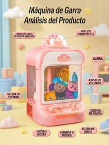 Máquina de Garra Mini para Niños con Juguetes de Peluche, Juego Interactivo de Casa con Música y Luces, Modelo Rosa con Diseño Tierno de Conejo, Incluye 10 Muñecos y 10 Huevos Sorpresa, Funcionamiento con Controles Manuales y Alimentación USB, Ideal como Regalo para Niñas y Niños en México, Diversión Creativa para Fiestas, Cumpleaños y Actividades Familiares, Máquina Compacta para Atrapar Peluches y Premios Pequeños, Acrílico Transparente y Garra Flexible que Facilita el Juego, Estilo Adorable para Decorar Habitaciones Infantiles y Mantener a los Peques Entretenidos por Horas - Rosa - Ver 6