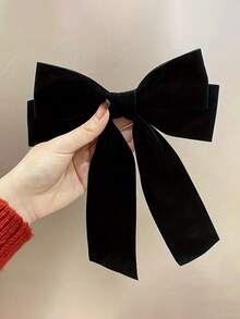 1 قطعة فيلكرو طويل أسود لشعر الفتيات، مشبك شعر فيلكرو كبير بشكل فراشة، إكسسوارات تصفيف الشعر والمجوهرات للفتيات - الأسود - مشاهدة 5