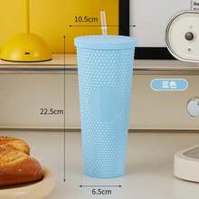 750ml/25OZ Gradient Coffee Cup Water Cup Thermal Water Bottle With Straw Ice American Coffee Mug Double-Layer Vacuum Flask Cup - 梯度5 - 查看 10