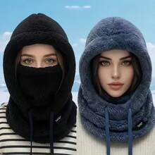 1 pieza Pasamontaña talla grande grueso y mejorado, máscara facial de forro polar para exteriores - cordón elástico, cálido, adecuado para ciclismo y esquí, gorro unisex de unicolor de forro polar suave y cálido, cuello a prueba de viento, gorra casual para exteriores - Multicolor - Ver 3