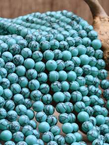 38cm Blue Synthetic Turquoise Loose Beads For Jewelry Making.4mm/6mm/8mm/10mm(40-90pcs)Beads Suitable For DIY Necklaces Bracelets And Earrings To Gift To Your Loved Ones.-Jewelry Accessories