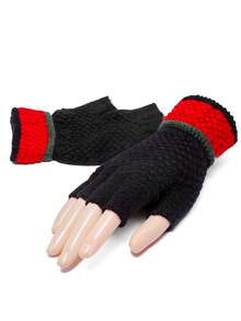 1 Đôi Găng Tay Cụt Ngón Unisex, Ấm Áp Và Chống Gió Cho Mùa Thu/Đông, Găng Tay Nửa Ngón Đan Dễ Thương Cho Học Sinh Đạp Xe - Găng tay cụt ngón - Xem 2