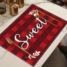 1 pieza Mantel individual con diseño de corazón, mantel de mesa de comedor, decoración navideña, mantel para desayuno, accesorio de cocina, mantel individual fácil de limpiar, adecuado para el hogar, restaurante, decoración de cocina y comedor - Multicolor - Ver 11