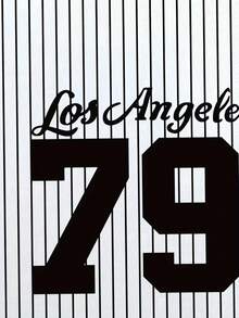 洛杉矶天使队79号女式棒球衫T恤 - 黑白条纹休闲短袖T恤，饰有“天使”标志，夏季休闲风 | 舒适版型 - 白色 - 查看 3