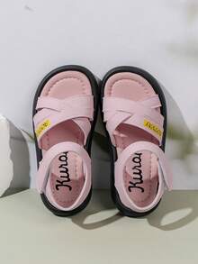 1双2026款休闲百搭魔术贴凉鞋，软底防滑新款儿童凉鞋，适合小学生，露趾设计，耐脏 - 粉色 - 查看 1