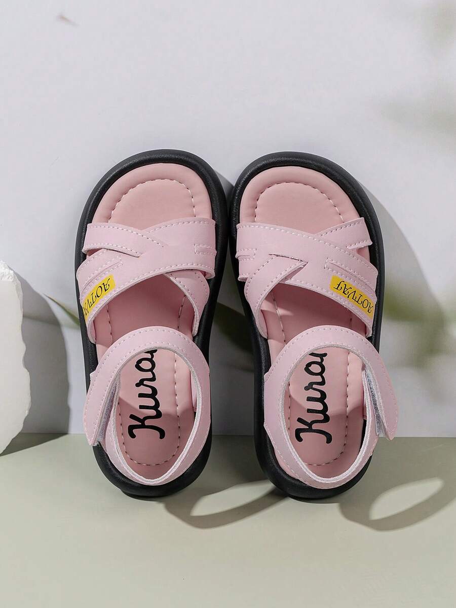 1双2026款休闲百搭魔术贴凉鞋，软底防滑新款儿童凉鞋，适合小学生，露趾设计，耐脏 - 粉色 - 查看 1
