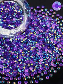 1500 viên đá Rhinestone phẳng bằng nhựa 4mm, đá Rhinestone phẳng bằng nhựa AB tròn màu tím đậm không cần cố định nóng, đồ trang trí lấp lánh tự làm, đá kim cương pha lê lấp lánh rời, dùng cho đồ thủ công tự làm, cốc, chai, ly, quần áo, đồ trang trí thủ công - AB màu tím đậm - Xem 5
