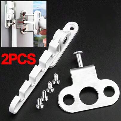2PCS Tilt Turn Window Restrictor Stay White Finish Child Cats Safely Lock Catch