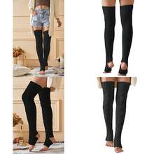 SherryDC Women's Cable Knit Thigh High Leg Warmer Socks Over Knee High Footless Boot Stockings - 黑色 - 查看 1