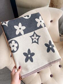 1pc Faux Cashmere Minimalist Elegant Star Pattern Jacquard Warm Scarf, Suitable For Women, Air-Conditioned Room, Autumn/Winter, Fashion, Versatile, Neck Warmer, Shawl, Ideal Gift - Grey - View 2