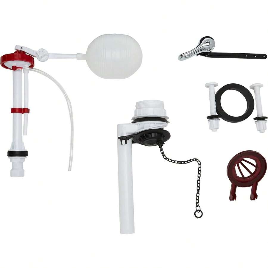 DICA, Juego Completo de Accesorios para.C., Acabado Blanco, Rojo, Negro, Plastico, Polietileno, Hule, Válvula de Descarga con Sapo, K4056P - 1 - Ver 1