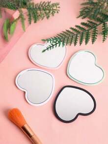 Mini Heart-Shaped Makeup Mirror – Pink Or Black Portable Handheld Vanity Mirror For Bathroom Sink, Dressing Table & Shower Room Use, Cute Pocket Cosmetic Mirror For Daily Grooming, Makeup Touch-Up, Travel & Toiletry Essentials, Bathroom Counter Decor, Desktop Vanity Glass Mirror, Photo Prop, Beauty & Personal Care Accessories, Valentine's Day Gifts, Party Favors