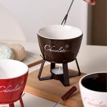 1pc Ceramic Chocolate Melting Pot - Multifunctional Chocolate Fondue And Cheese Warmer, Suitable For Melting Chocolate, Butter, Cheese, Kitchen Gadget - Multicolor - View 7
