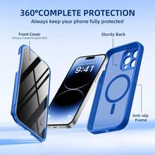 MX   BERFY - Funda para iPhone 14 Pro Max compatible con protector de visualización de privacidad integrado y protección de cámara antiespía cuerpo completo a prueba de golpes mate para 14 Pro - AzulKlein - Ver 8