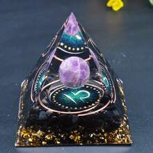 1pc Twelve Constellations Orgone Pyramid - Taurus/Scorpio/Leo/Pisces/Cancer/Virgo/Libra/Aries/Gemini/Aquarius Amethyst - Gift Tool, Home Decor
