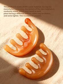 1pc Big Teeth Head Acupoint Green 5-Tooth Meridian Blood Massage Comb Resin Large-Tooth Head Massage Tool 5-Paw Half Round Shap Comb - Multicolor - View 7