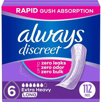 lbyAlways Discreet Incontinence Pads for Women and Postpartum Pads Extra Heavy Long 112 CT up to 100% Bladder Leak Protection30