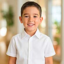 Camisa Social Branca ou Azul Bebê Infantil Juvenil Masculina 01 ao 12 - Manga Longa - Branco - Visão 3