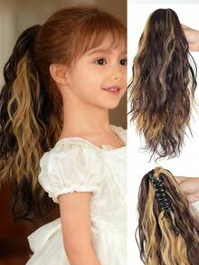 Kids Synthetic Ponytail Clip In Ponytail Extensions Kids Ponytail 14 Inch Small Scratch Water Ripple Ponytail Wig, Suitable For Daily Wear - Multicolor - View 13