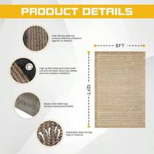 Vexoria 5'X 10' Pergola Shade Cover With Bungee Balls, Mocha Outdoor Sun Shade Cloth With Grommets UV Block Privacy Screen For Patio, Garden, Backyard - ColorG - 查看 3