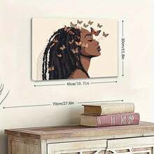 1 pieza de decoración de sala de estar enmarcada en varios tamaños, arte de pared en lienzo de estilo vintage con marco de madera - Mujer afroamericana, lista para colgar, decoración del hogar, decoración de dormitorio, decoración, brinda diversión de apreciación artística diferente - Multicolor - Ver 7