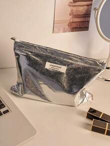 1 geantă cosmetică metalică din piele de șarpe, piele PU strălucitoare, capacitate mare, organizator portabil de toaletă pentru călătorie, geantă cu fermoar moale, geantă de toaletă pentru femei, genți pentru femei, geantă cosmetică personalizată, călătorie, geantă de machiaj, depozitare portabilă, geantă de frumusețe, articole esențiale pentru vacanță, cadou pentru Ziua Îndrăgostiților, Anul Nou, nuntă, decorațiuni pentru petreceri - Multicolor - Vizualizare 6