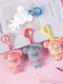 أنماط عشوائية DIY دب سائل جرافيتي سلسلة مفاتيح، للحقائب والحقائب الظهرية ومفاتيح السيارة، للتفاعل بين الوالدين والأطفال، لإطلاق العنان للخيال، مناسبة لعيد الميلاد وعيد الحب والعودة إلى المدرسة والعام الجديد وعيد الشكر والعيد الوطني وحفلات الزفاف هدايا صغيرة