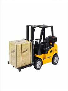 1pc Aluminum Alloy Forklift Toy Model, With Realistic Wooden Box Packaging And Gift Box - The Perfect Gift For Kids