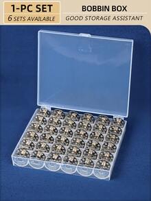 1pc Transparent Sewing Thread Spool Organizer Box, Multifunctional Bobbin Winding Spool Storage Box, Sewing Accessories With Empty Box, Plastic Bobbins And Metal Bobbins, Available In 25-Compartment And 36-Compartment Sizes - Clear - View 9