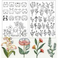 Water-Soluble Embroidery Stabilizer Pre-Printed Paper With Floral, Plant And Animal Patterns, Self-Adhesive Non-Woven Embroidery Pattern Stickers, Clothing Embroidery Transfer Stickers - Black and White - View 14