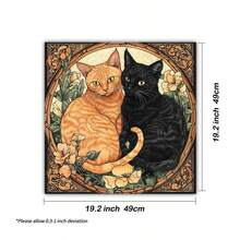 1 pièce Mystique Nappe d'autel aux chats de lune avec ciel étoilé floral. Nappe de table de divination tarot, décoration de maison de sorcière, tapis de jeu de cartes tarot - Noir - Voir 8