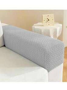 2pcs Abstract Elastic Jacquard Sofa Armrest Covers, Thickened Non-Slip Universal Armchair Protector Soft And Warm Couch Arm Rest Covers, Arm Chair Covers Couch Arm Covers - Light Grey - View 1