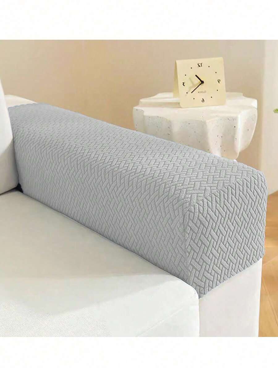 2pcs Abstract Elastic Jacquard Sofa Armrest Covers, Thickened Non-Slip Universal Armchair Protector Soft And Warm Couch Arm Rest Covers, Arm Chair Covers Couch Arm Covers - Light Grey - View 1