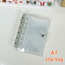 1本A6/A7/A8透明单扣活页笔记本/贴纸簿，IDOLME透明单扣软皮活页手册，PP透明内页替换芯，便携式贴纸簿，大容量，适用于KPOP专辑、贴纸收纳、DIY手册、剪贴簿、笔记本、计划本、学生新学期用品、办公用品、宅文化活动等。 - 無色 - 查看 12