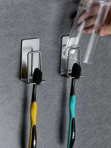 1个不锈钢免钻孔牙刷架和漱口杯收纳架 - 彩色 - 查看 6