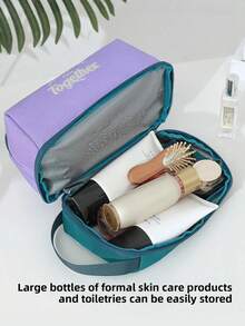 1pc Purple, Green, Gray, Orange Dry Wet Separation Wash Bag Waterproof Bathroom Hot Spring Bathhouse Storage Bag Travel Large Capacity Makeup Bag - Multicolor - View 8