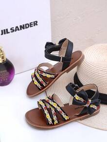 1 Pair Cute Princess Style Non-Slip Flat Sandals, Easy To Wear, Suitable For Indoor And Outdoor - Black - View 4
