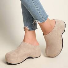Women's Khaki Winter Mule Boots - Fleece Lined, Slip-On Design, Thick Sole, Warm & Versatile For Indoor/Outdoor Casual Wear, Cold Days - 卡其色 - 查看 5