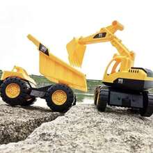 Large Realistic Excavator Toy For Kids - Realistic Excavator With Inertia And Sliding Motion, Perfect For Beach And Backyard Play | Construction Vehicle, Bulldozer, Loader, Back To School Gift - Multicolor - View 4