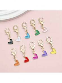 6pcs,Heart-Shaped Alloy Pendant Keychains, Durable Zinc Alloy - Warm Gifts For Teachers, Mothers, And Best Friends - Perfect Choices For Birthdays, Christmas, Thanksgiving, Teachers' Day, Weddings, And Graduation - Multicolor - View 3