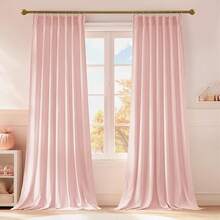 Olive Green Pinch Pleated Curtains 96 Inches Long, Thermal Insulated Window Drapes With Hooks, Soft Track System Panels Living Room, W38 X L96, 2 Panels, Home Decor - 淺粉色 - 查看 12