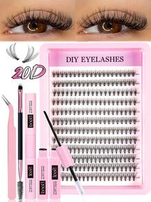 240pcs D-Curl Natural Eyelash Extension Kit, Eyelash Cluster Set, Delicate Eyelash Extensions, 9-16mm Individual Lashes, Includes Eyelash Glue And Tweezers, DIY At Home, Suitable For Beginners, Travel, Daily Wear, Weddings, Dates, Parties, Holidays, Great As Christmas/Halloween/Gift Eyelash Set - Black - View 18