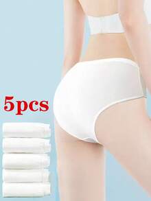 5pcs/Pack Disposable White Triangle Panties For Women, Convenient & Practical For Travel, Hotel, Sauna, Maternity, Postpartum, Hygienic & Sterile, Suitable For Pregnant Women & Postpartum - Multicolor - View 7